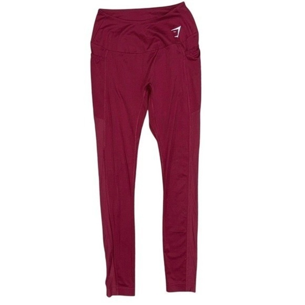 Gymshark High Waisted Pocket Leggings Womens Small Burgundy Compression Athletic